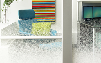 Gradient film adds textured privacy to office 