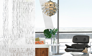 Patterned window film breaks up room and adds privacy 