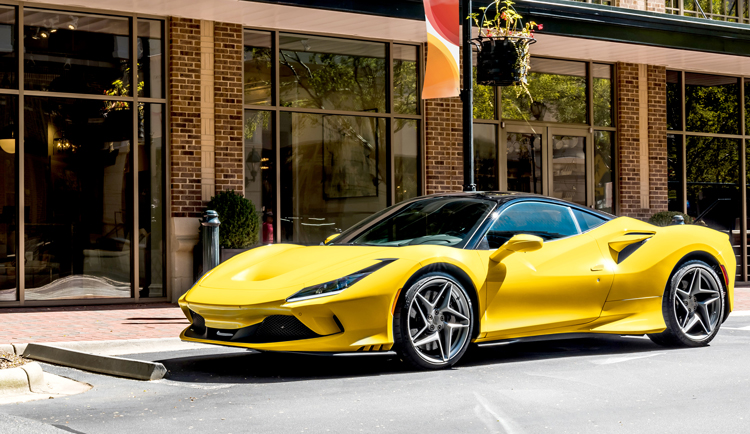 Yellow sports car with window tint 